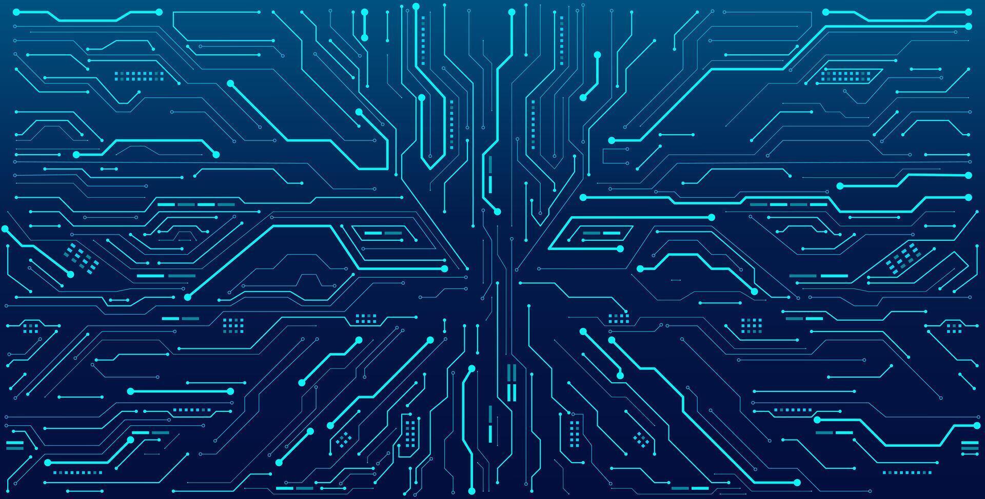 Circuit board with connected lines and dots on an abstract digital motherboard vector