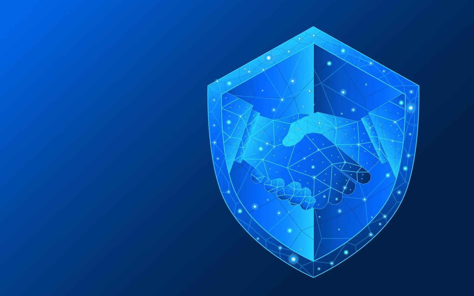 Secure deal concept in futuristic low poly wireframe style vector