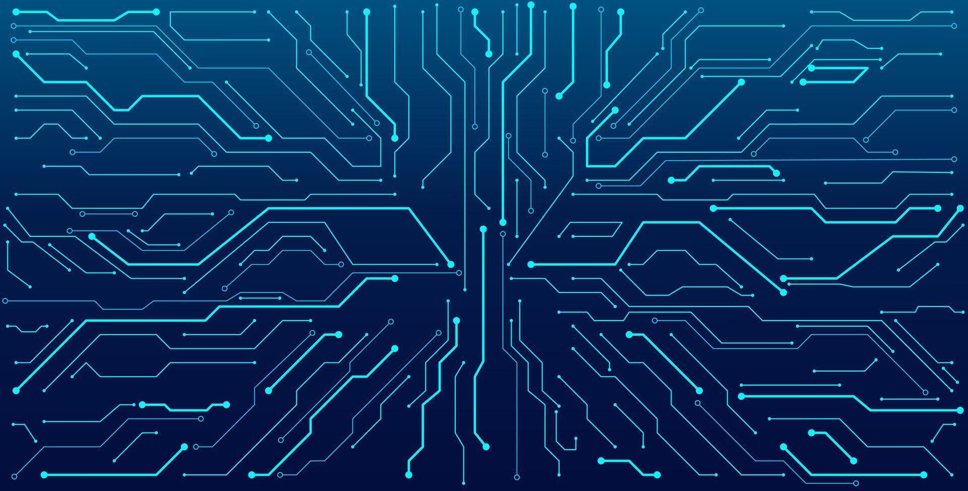 Abstract digital circuit board on an electric blue technological background vector
