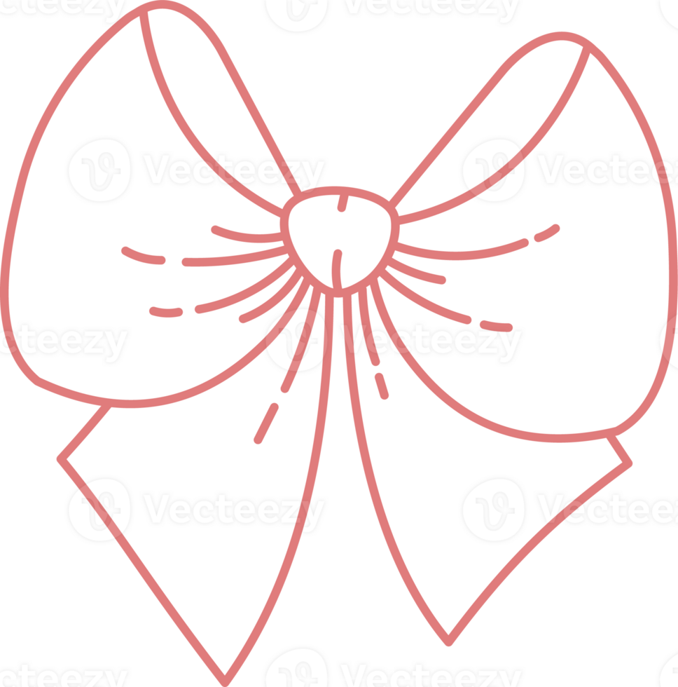 Vintage Coquette. Outline Ribbon Bow with Whimsical Romantic Charm png