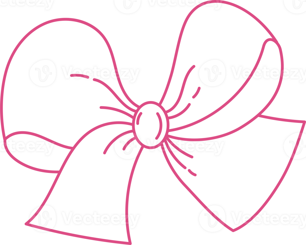 Outline Coquette Ribbon Bow. Whimsy Girly Vibe png