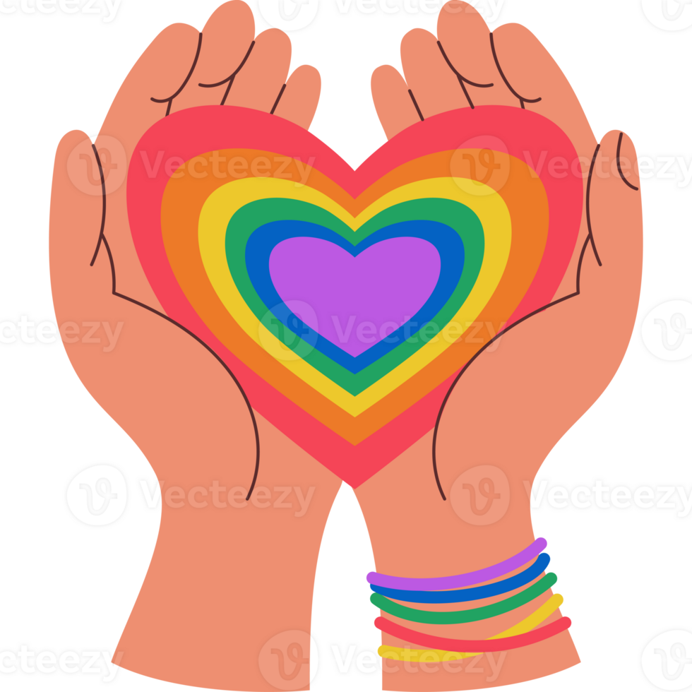 LGBTQ Pride Parade. Pride month. Hands Holding Rainbow LGBT Heart png