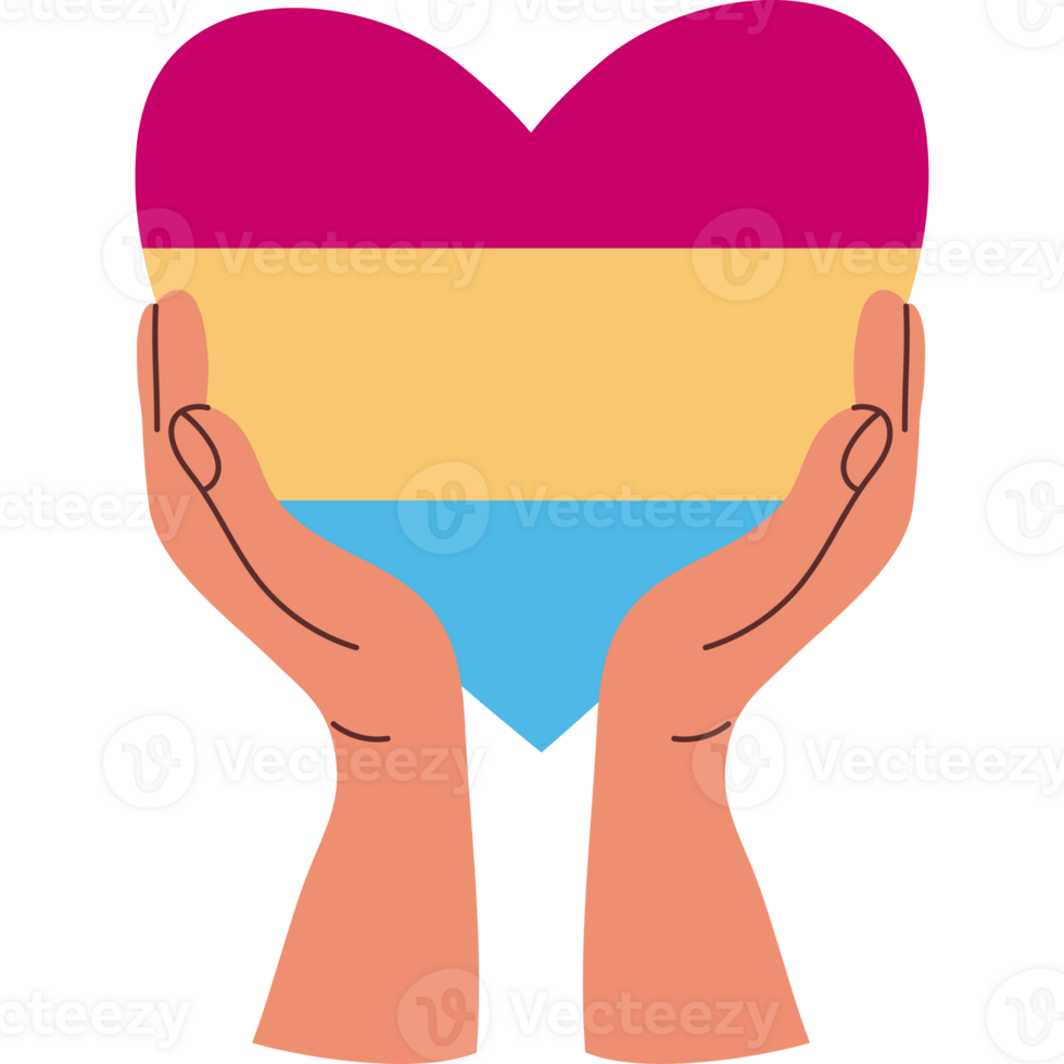 Pride Month. LGBTQ Pansexual Pride Heart in Hands png