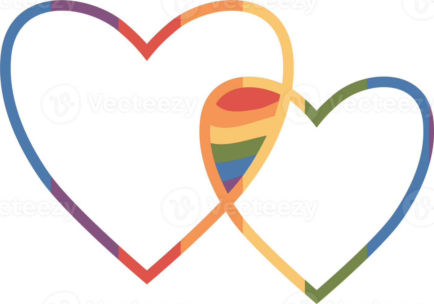 Month Pride. Two LGBT Rainbow Hearts png