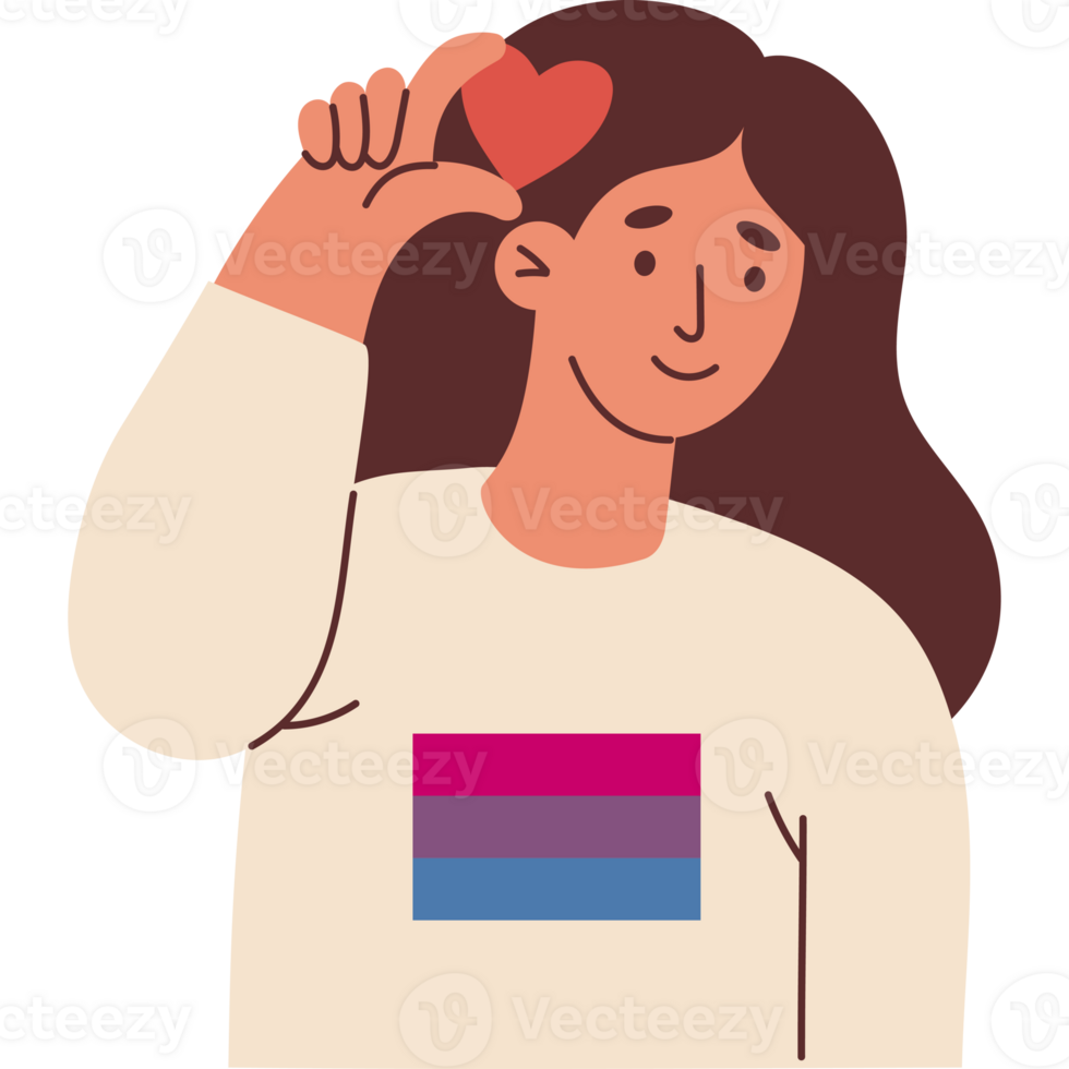 Woman with Bisexual LGBT Heart. LGBTQ community png