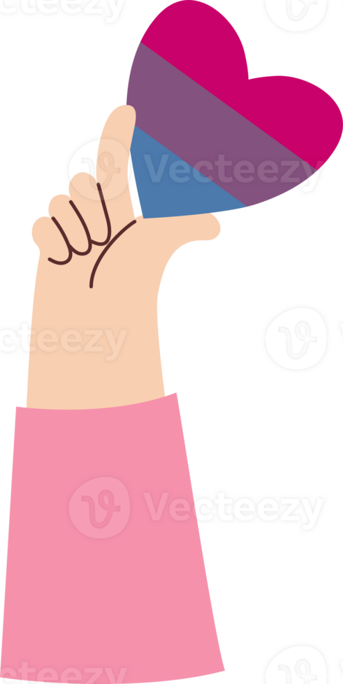 ide Month. LGBTQ Bisexual Pride Heart in Hand png