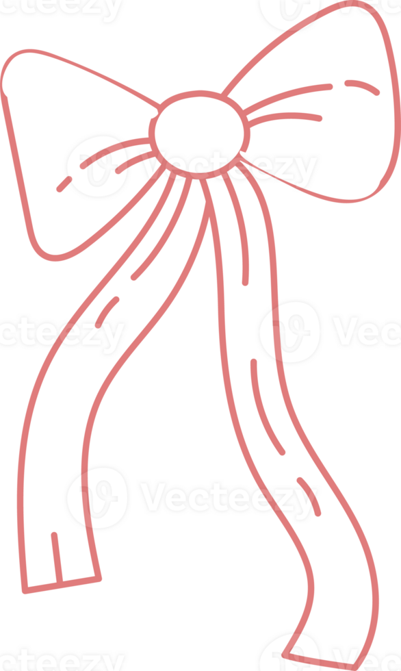 Vintage Coquette. Delicate Outline Ribbon Bow with a Whimsical Romantic Charm png