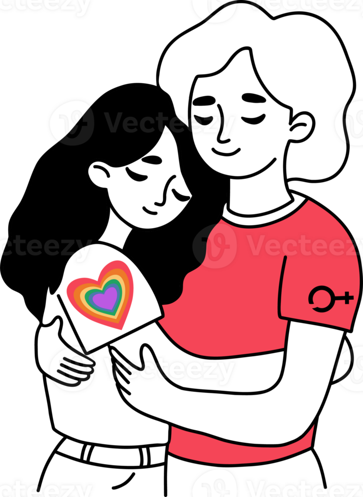 LGBT community .Pride Month. LGBTQ Same-sex People. Couple Woman. png
