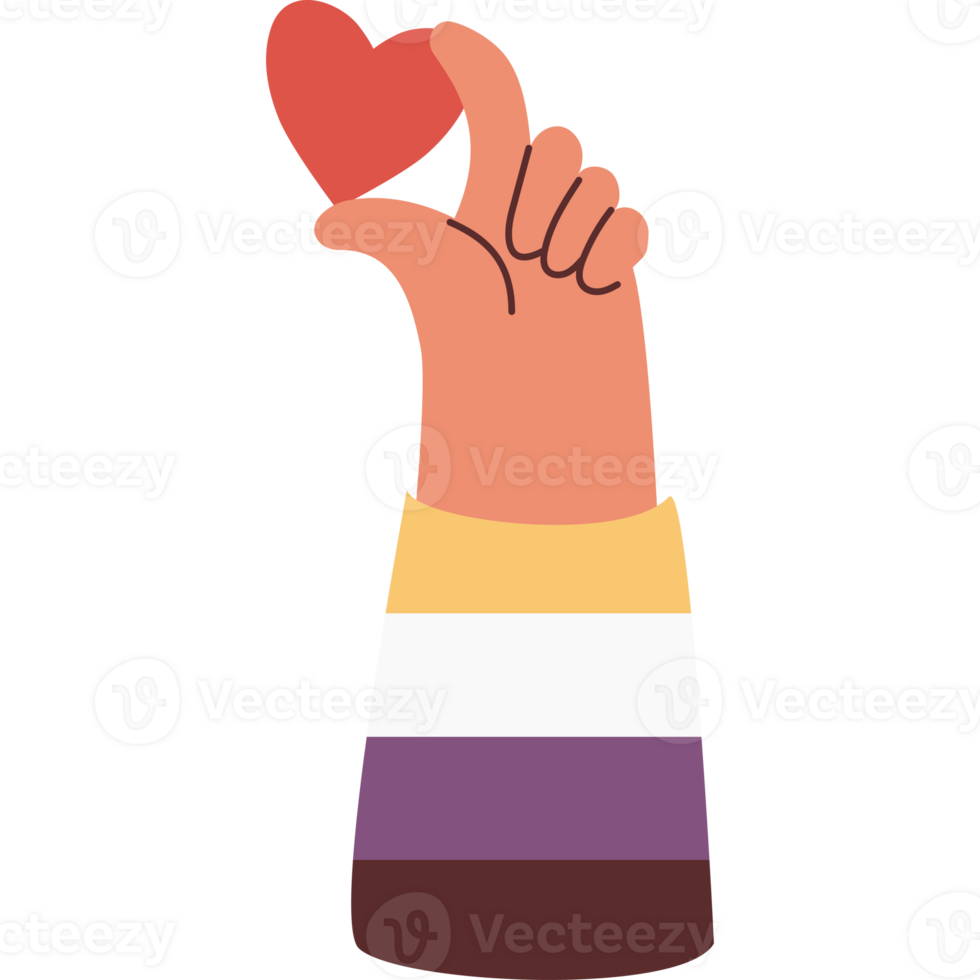 Non-binary Hand With Red Heart png