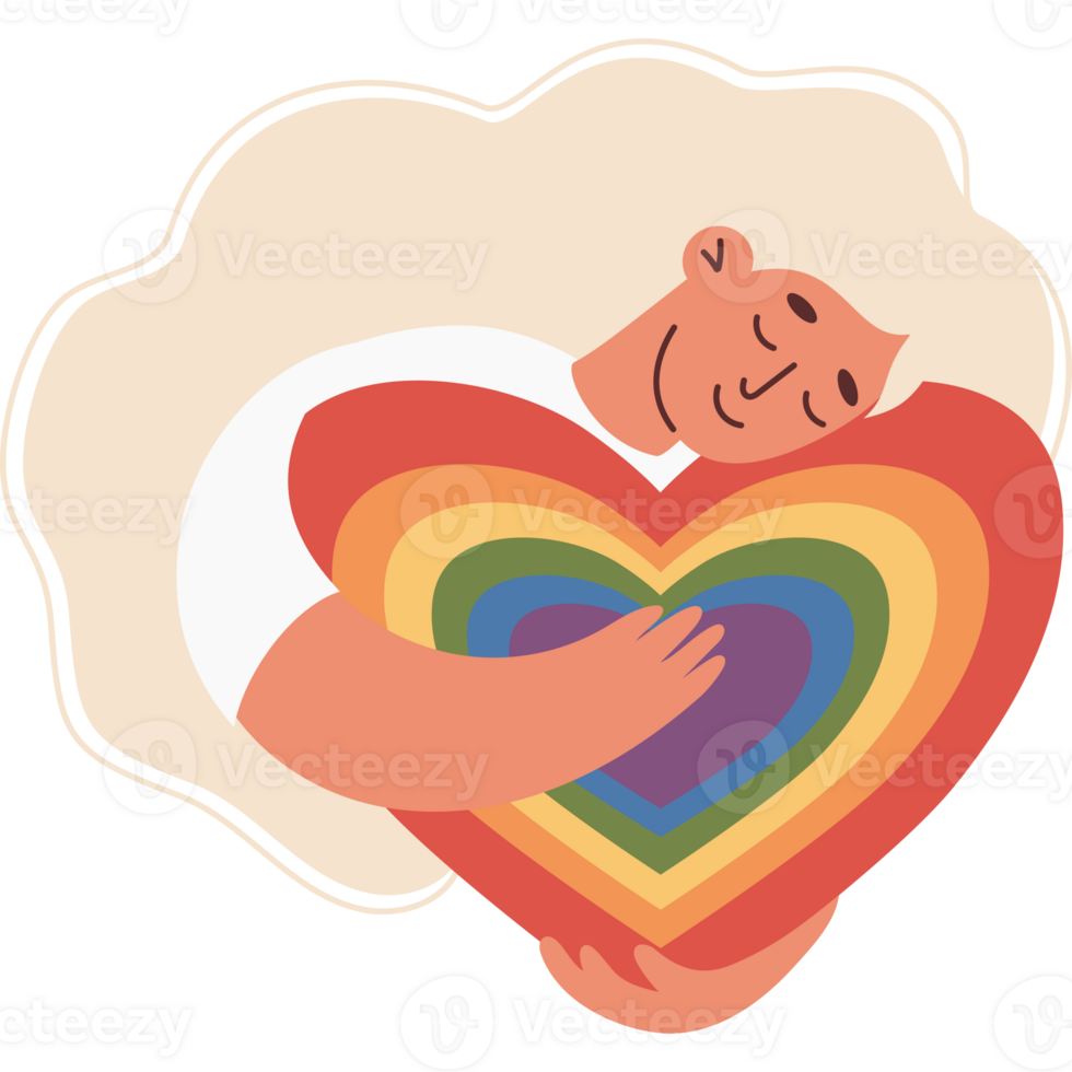 Blonde Girl with Rainbow LGBT Heart. LGBTQ community png