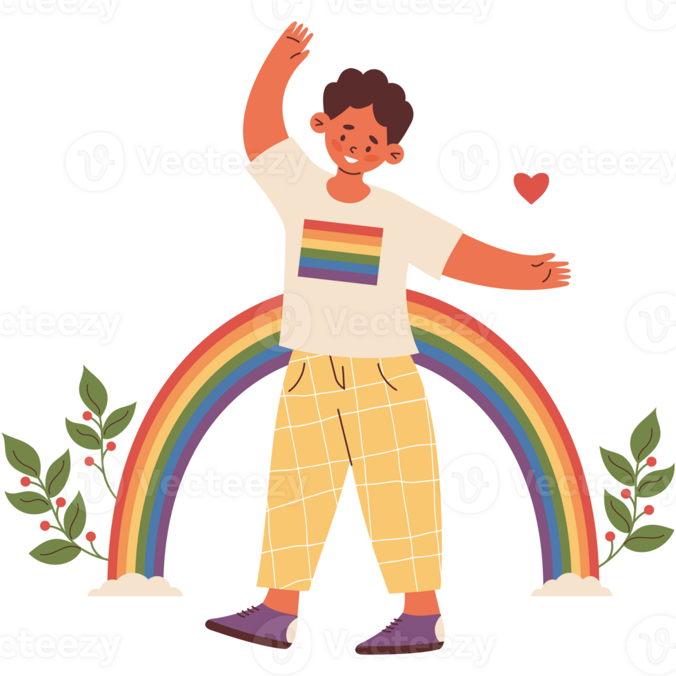 LGBTQ Happy Person with Rainbow. LGBT Community png