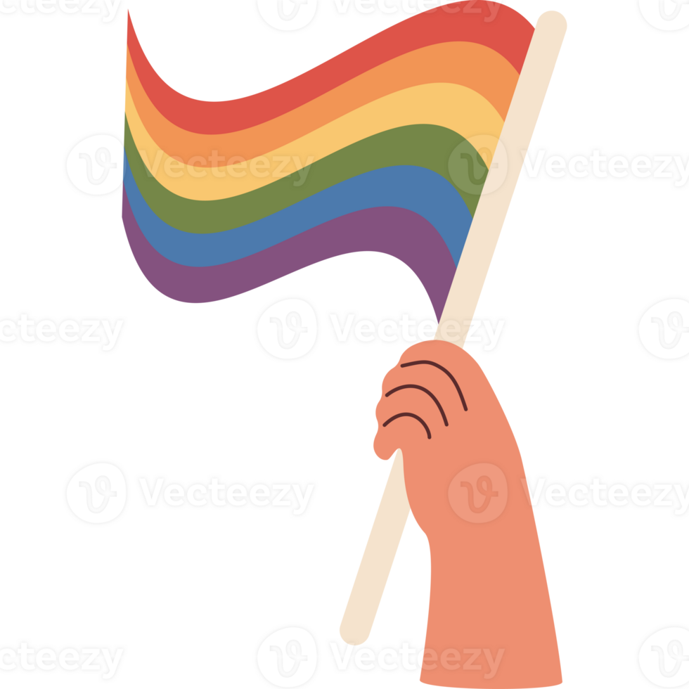 LGBTQ Hand Holding Rainbow Pride Flag png