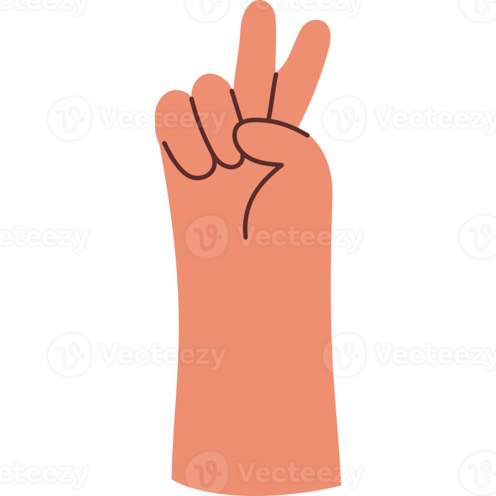 Hand with the Gesture of Victory. Two Fingers png