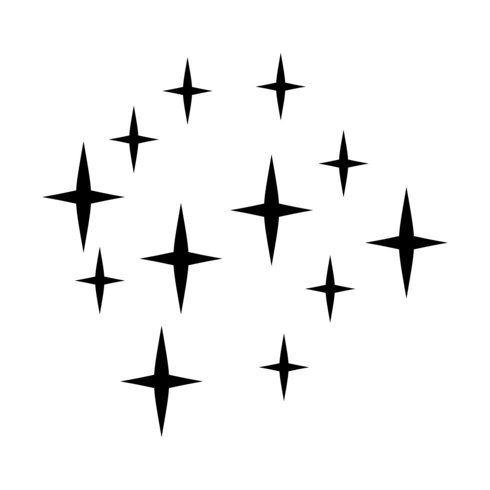 Stars. Black and white illustration isolated on a white background. vector