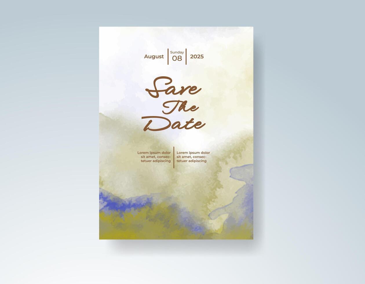 Greenery digital invite with delicate ink splashes for your date vector