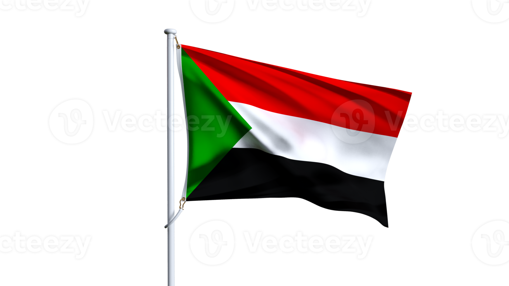 Waving flag of sudan isolated on transparent background. png