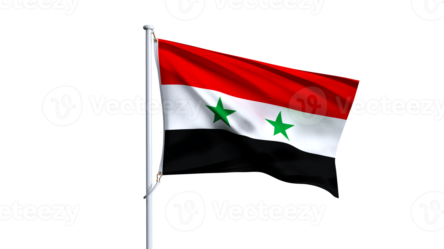 Waving flag of syria isolated on transparent background. png