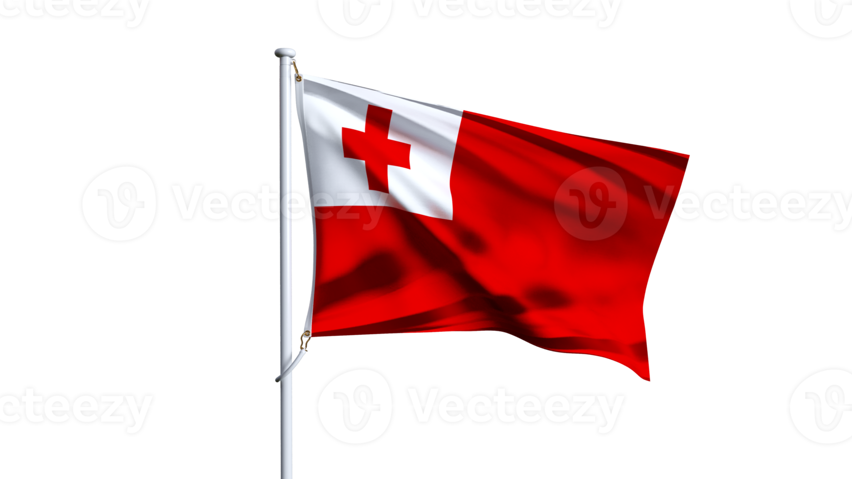Waving flag of tonga isolated on transparent background. png