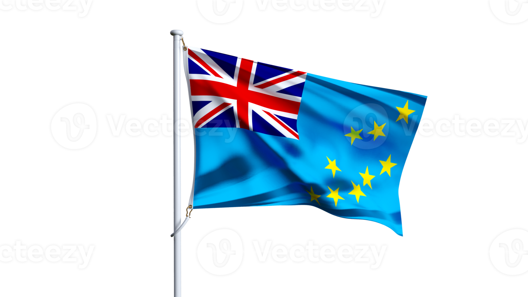 Waving flag of tuvalu isolated on transparent background. png
