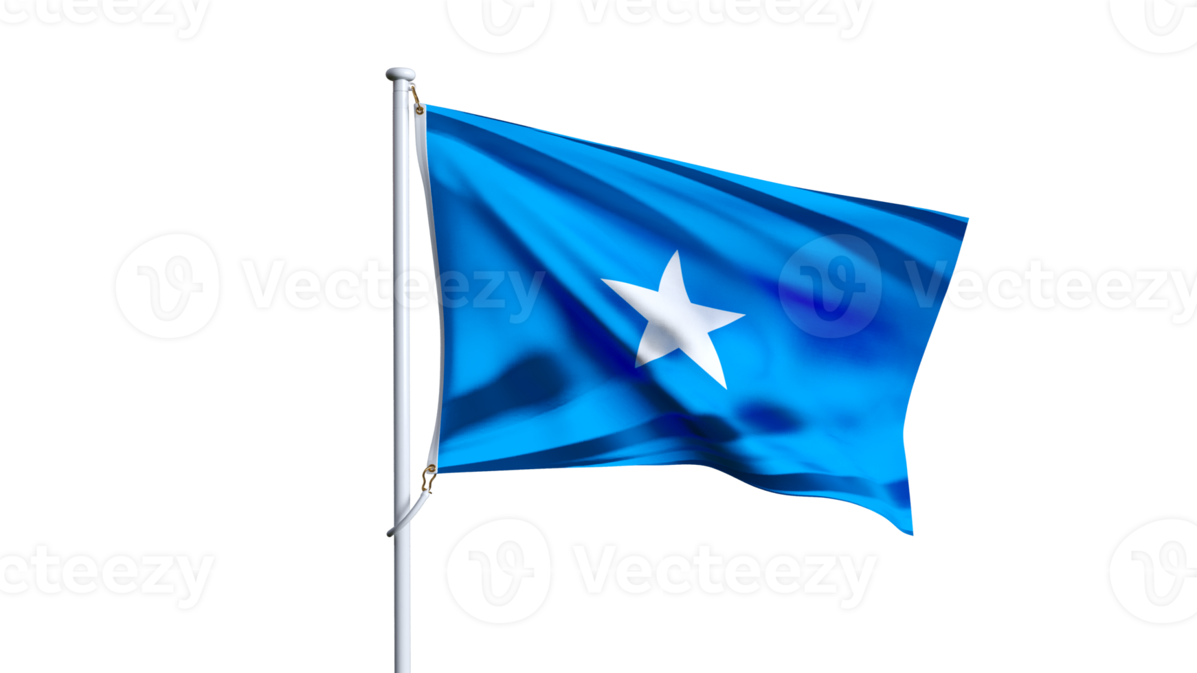 Waving flag of somalia isolated on transparent background. png