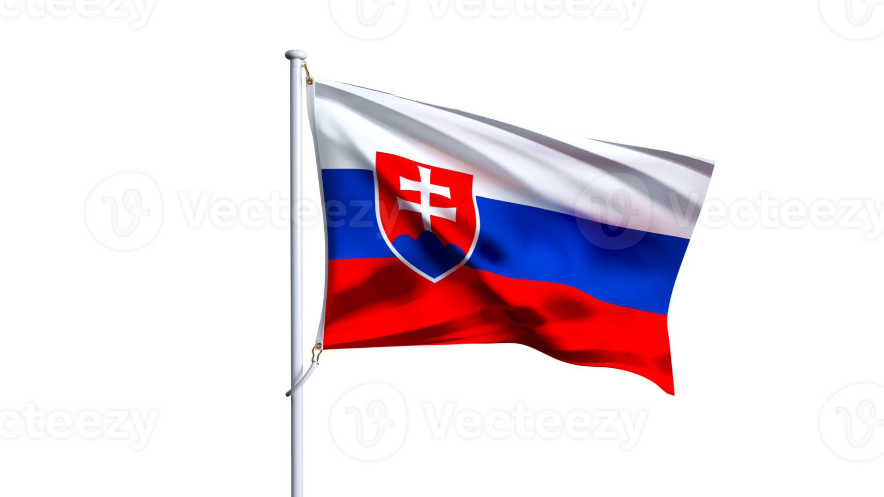 Waving flag of slovakia isolated on transparent background. png