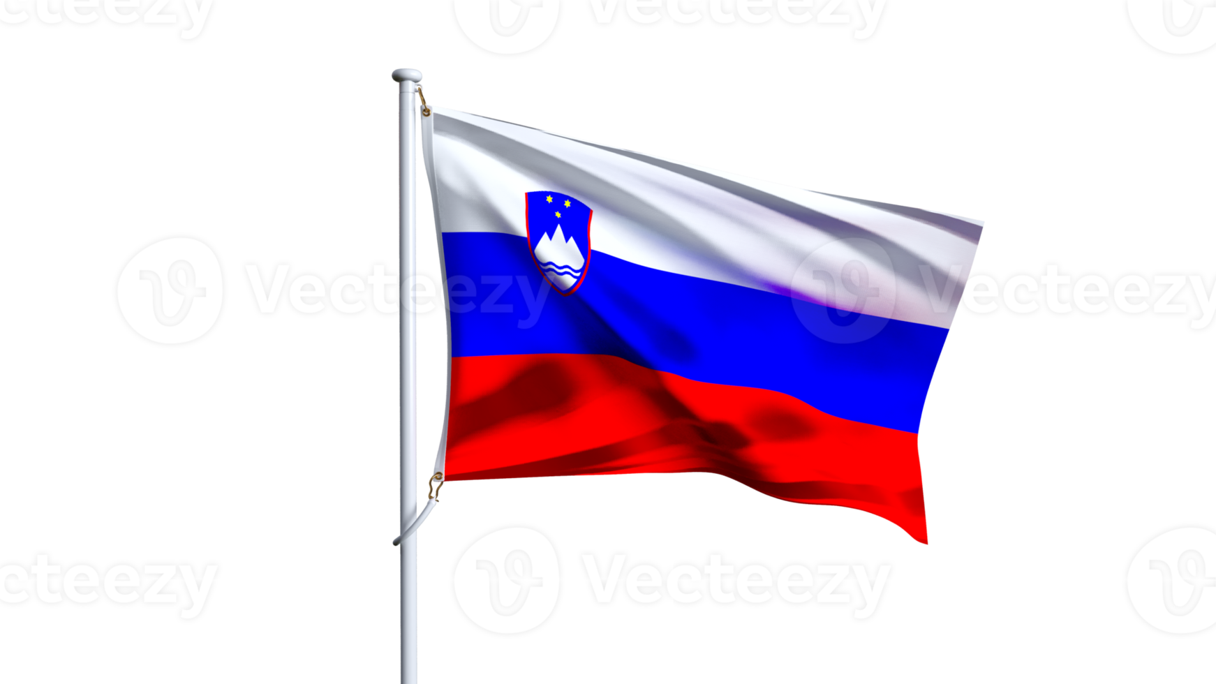 Waving flag of slovenia isolated on transparent background. png