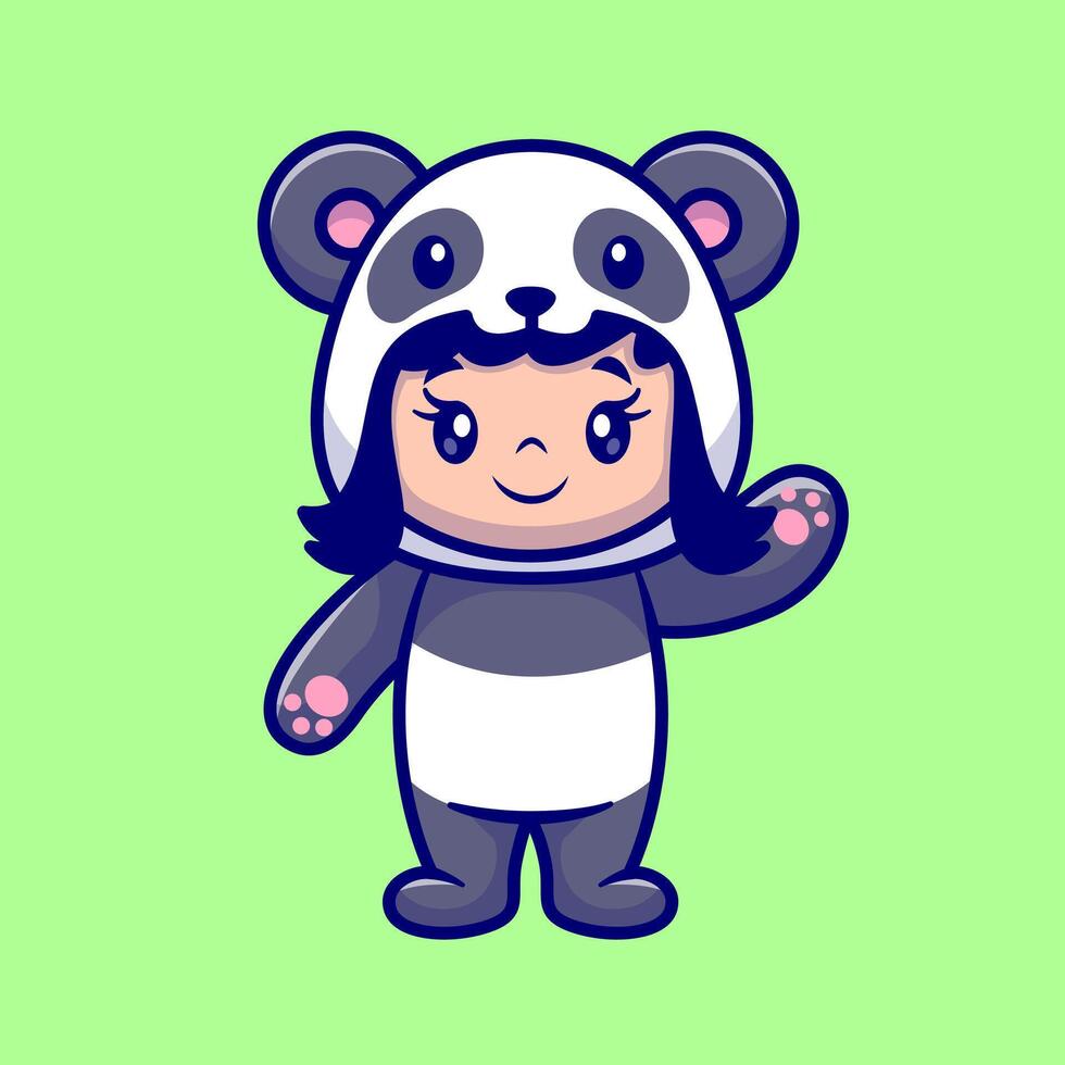 Cute Kid Wearing Panda Costume Cartoon vector