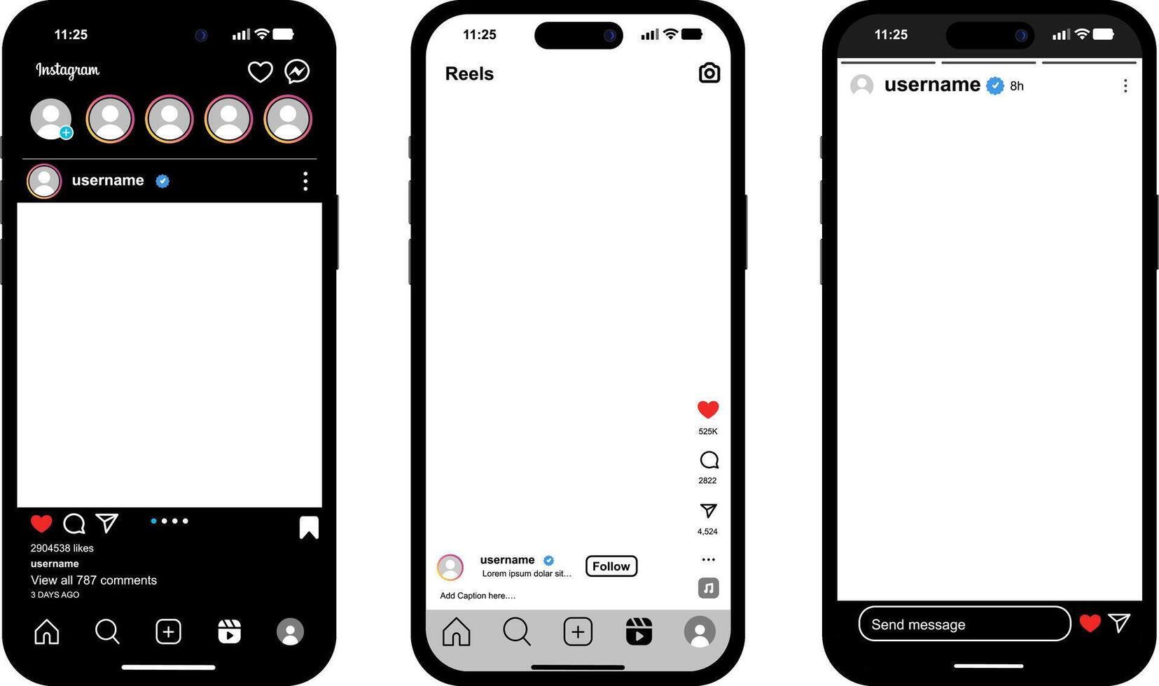 Design for Stories, Reels, Instagram, and Search updated in 2025 vector