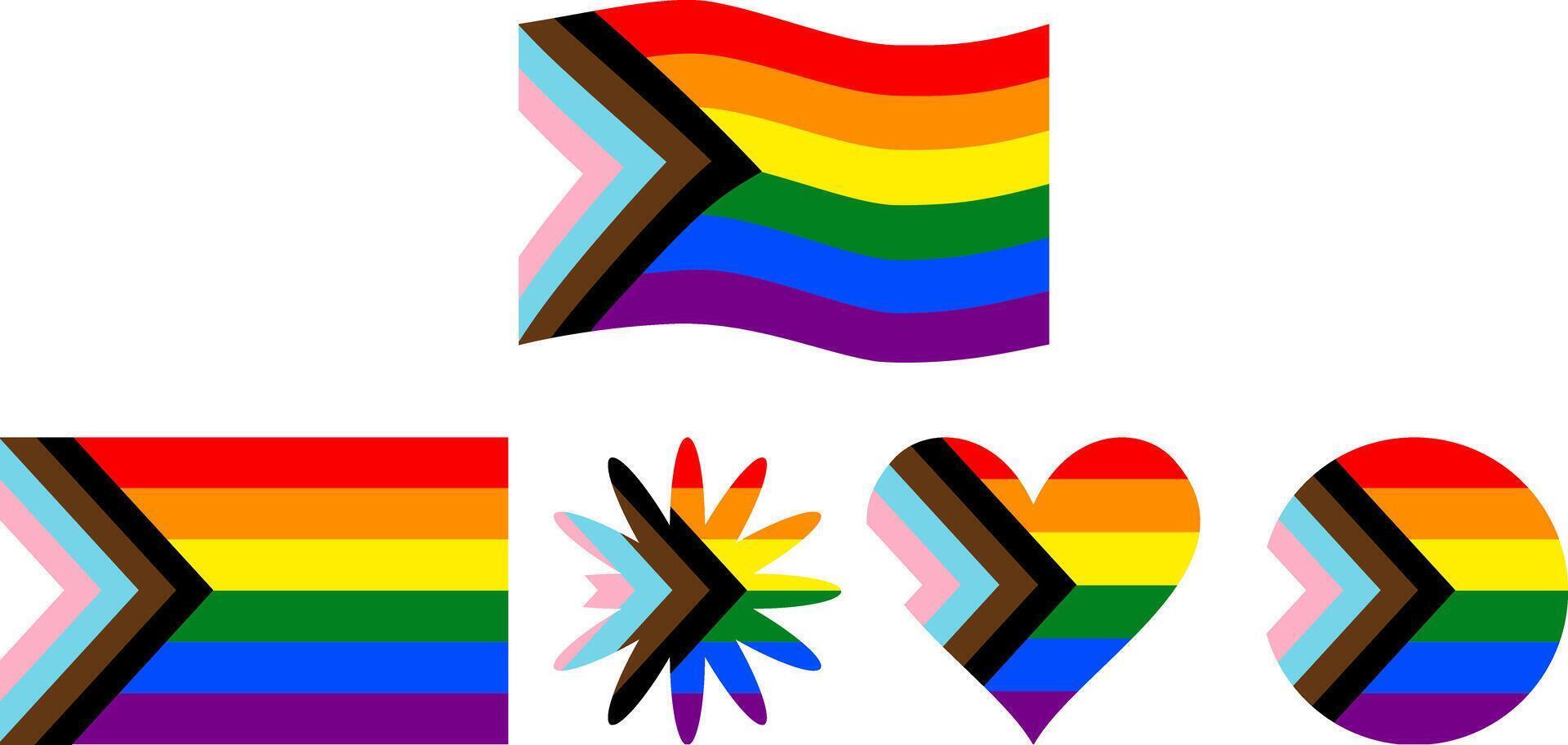 Gay pride flag in various minimalist shapes. Updated gay pride flag vector