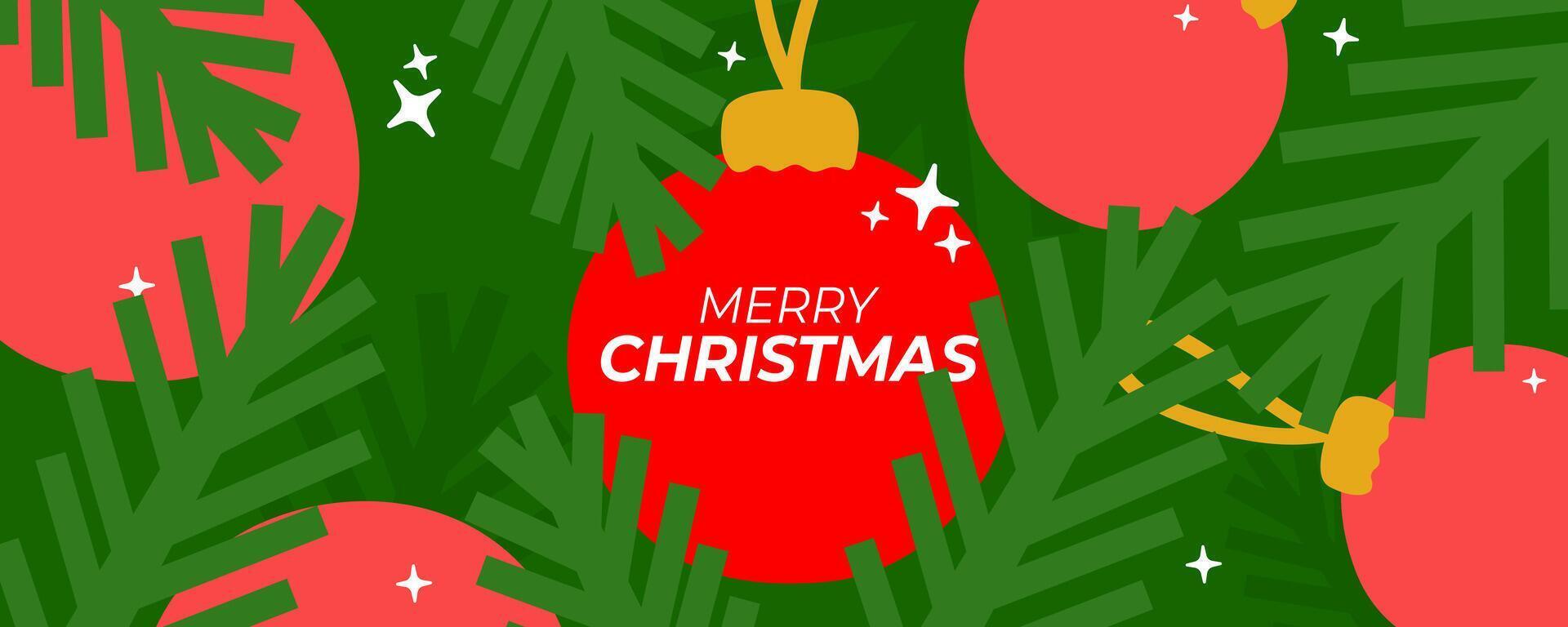 Modern minimalist Christmas design with typography, Christmas tree branches, gifts and glitter pattern vector