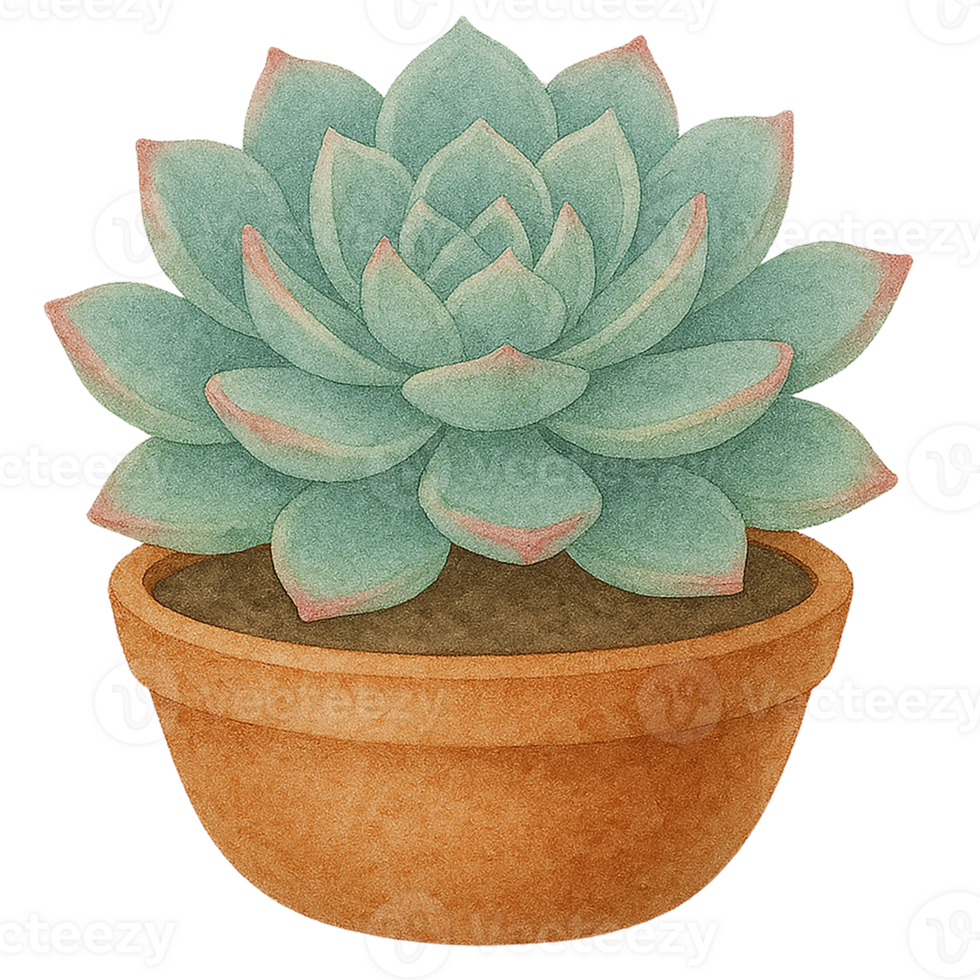 Beautiful succulent in a clay pot, perfect for home decor. png