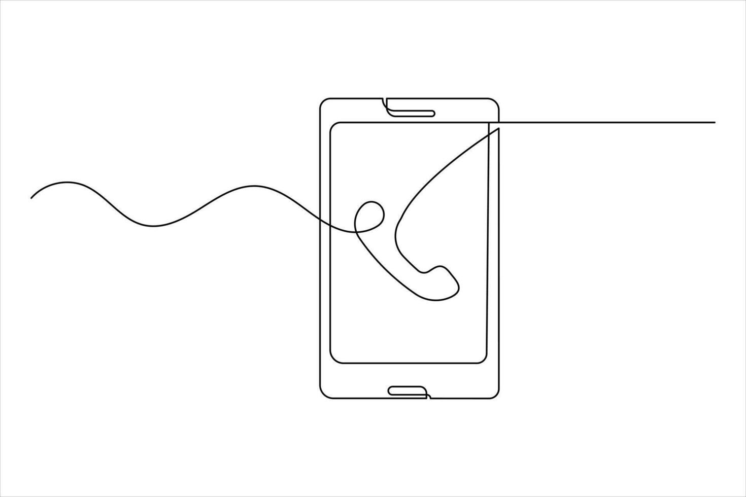 Mobile phone outline art continuous line vector