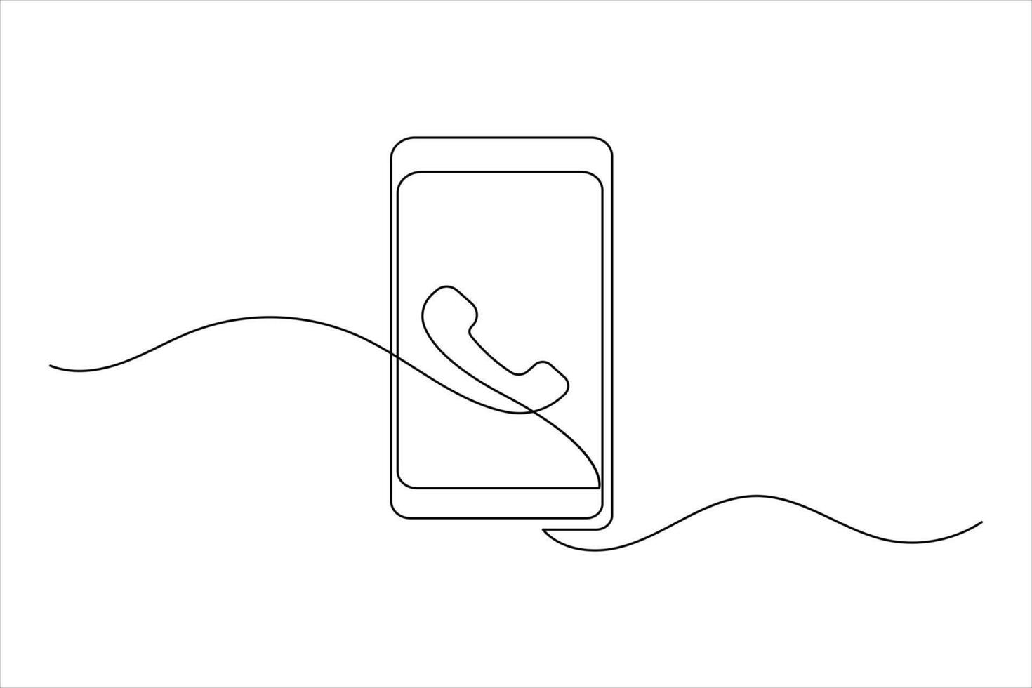 Smart phone icon continuous one line drawing vector