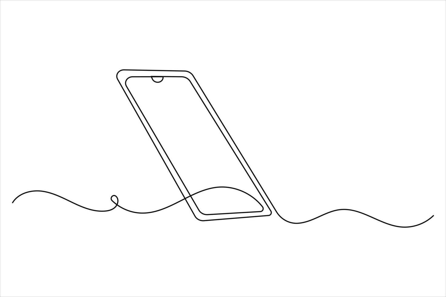 One line mobile device outline illustration vector