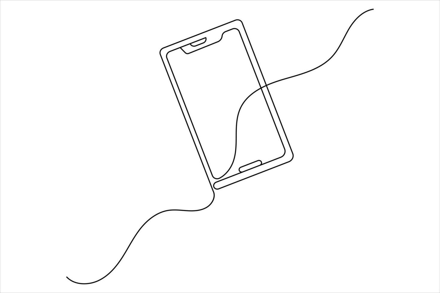 One line sketch of a smartphone device vector
