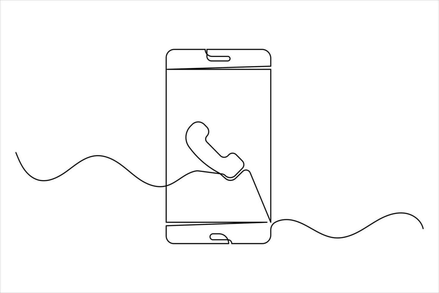 Smartphone outline one line vector