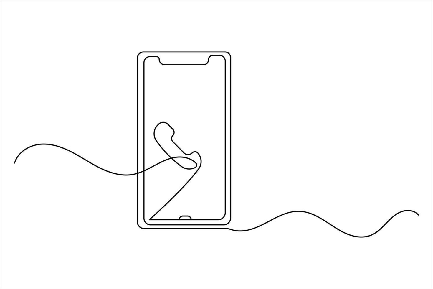 Outline illustration smart phone single line vector