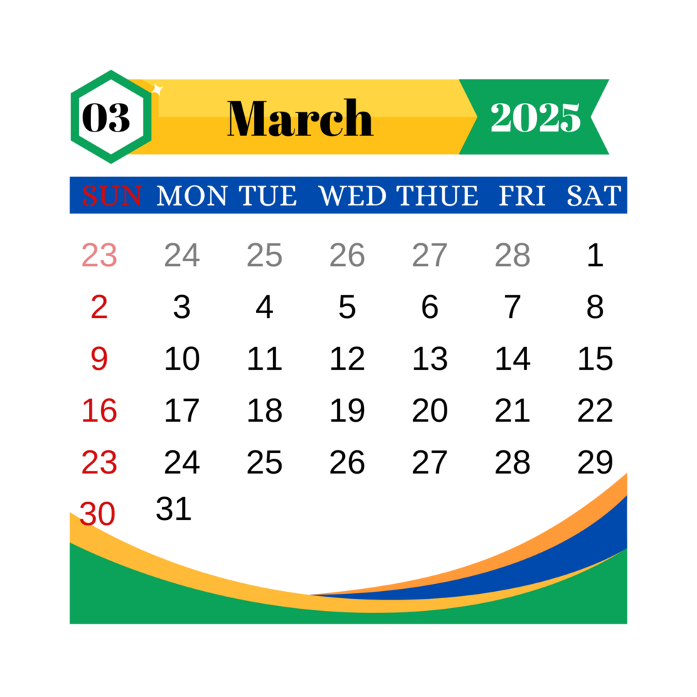 march calendar 2025 transparent background png