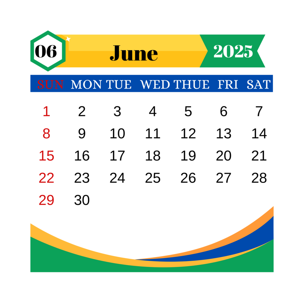 June calendar 2025 png