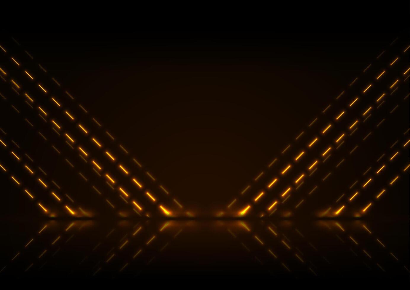 Orange neon laser dotted lines technology background vector