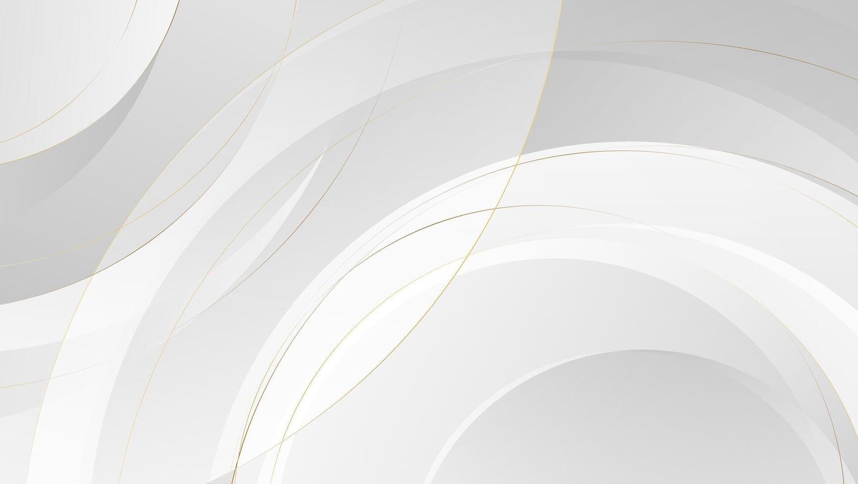 Grey abstract minimal circles and golden lines geometric background vector