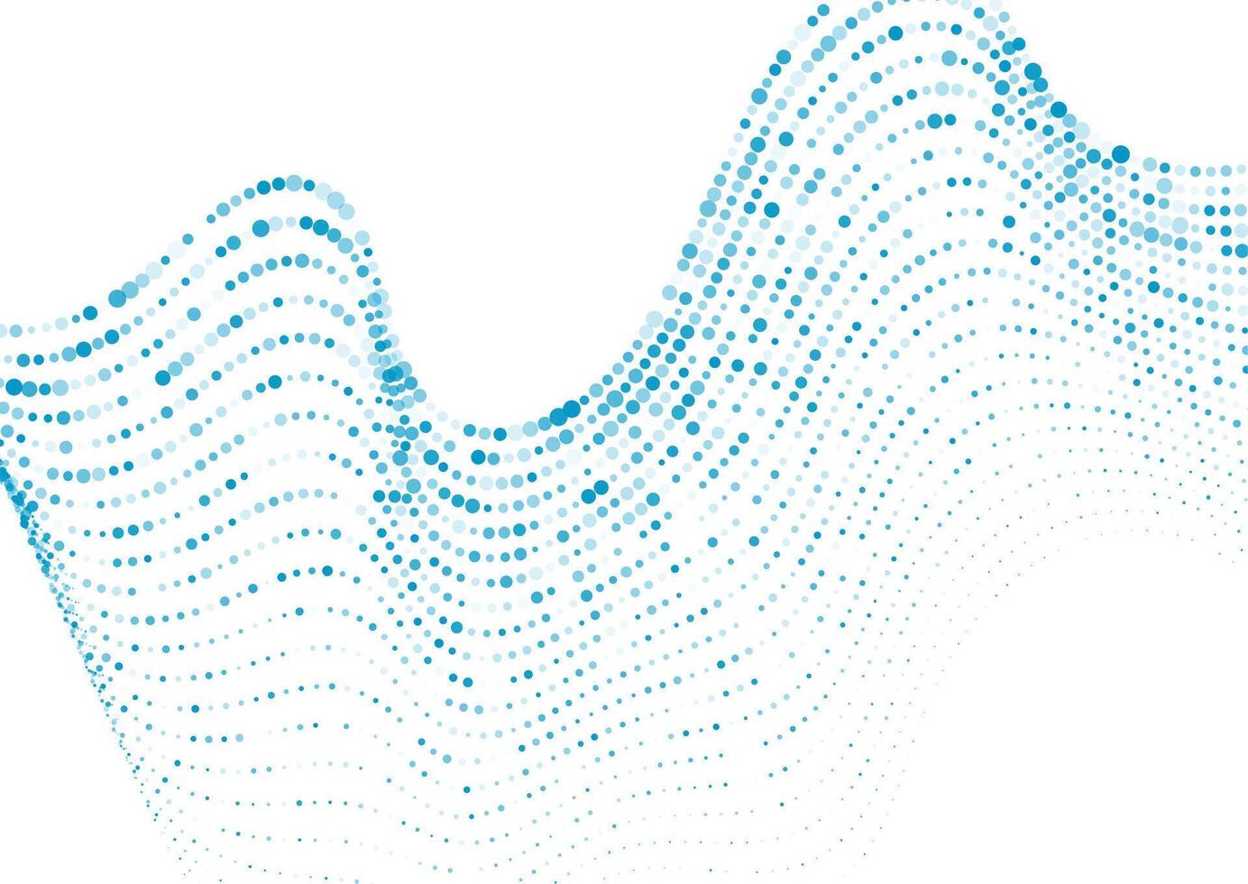Bright blue minimal dotted wavy lines abstract background vector