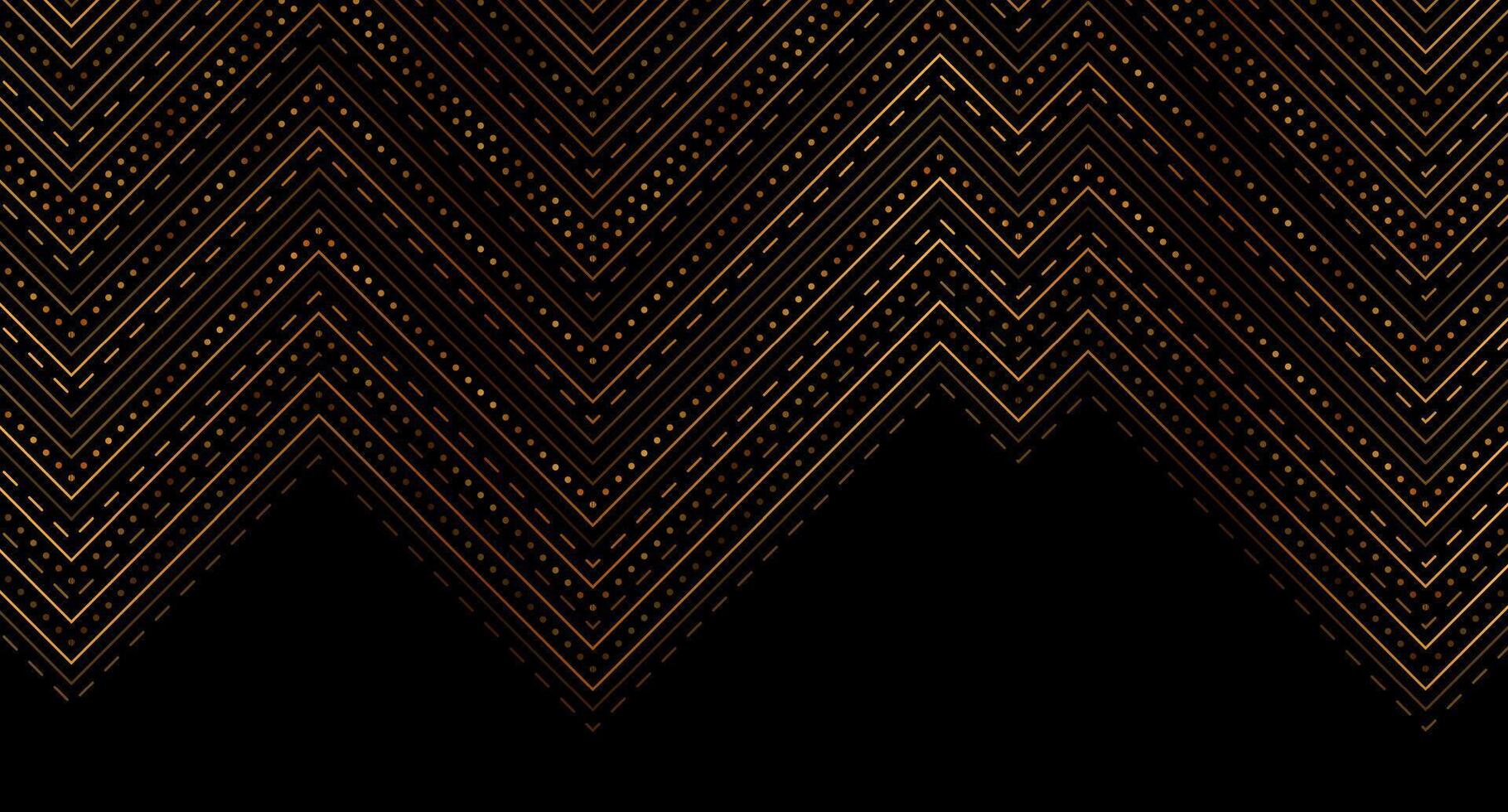 Golden abstract dotted lines on black background vector