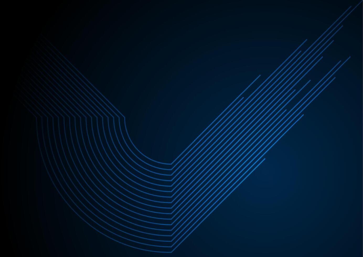 Blue glowing curved lines abstract futuristic tech background vector
