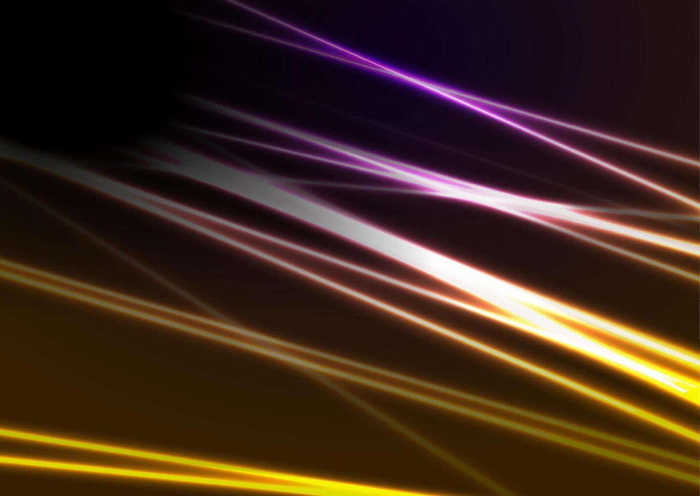 Glowing yellow violet neon laser lines abstract background vector