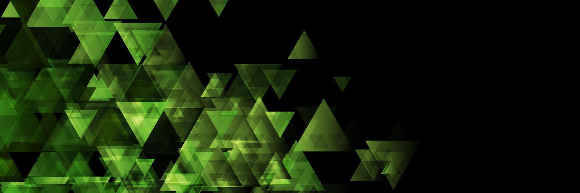 Green black glossy triangles abstract technology background vector