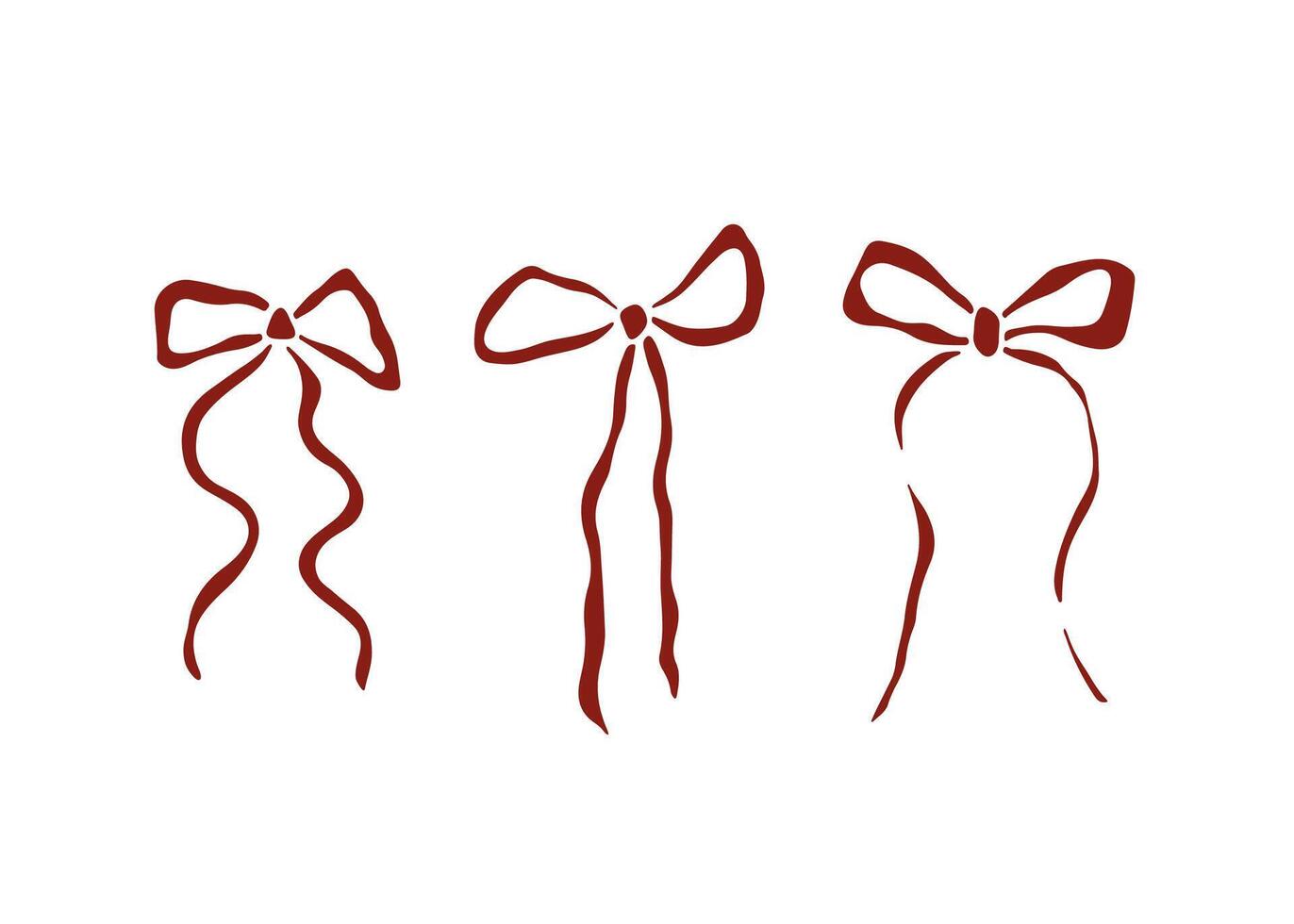 Hand drawn ribbon bows cliparts vector