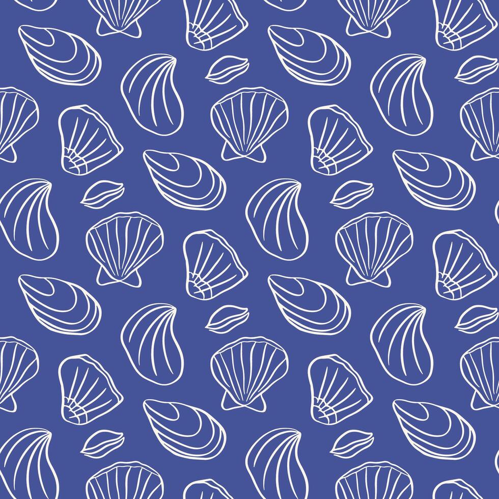 Hand drawn whimsical seashell background vector
