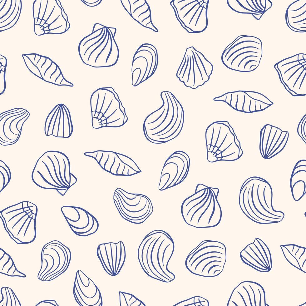Hand drawn sea shells pattern vector