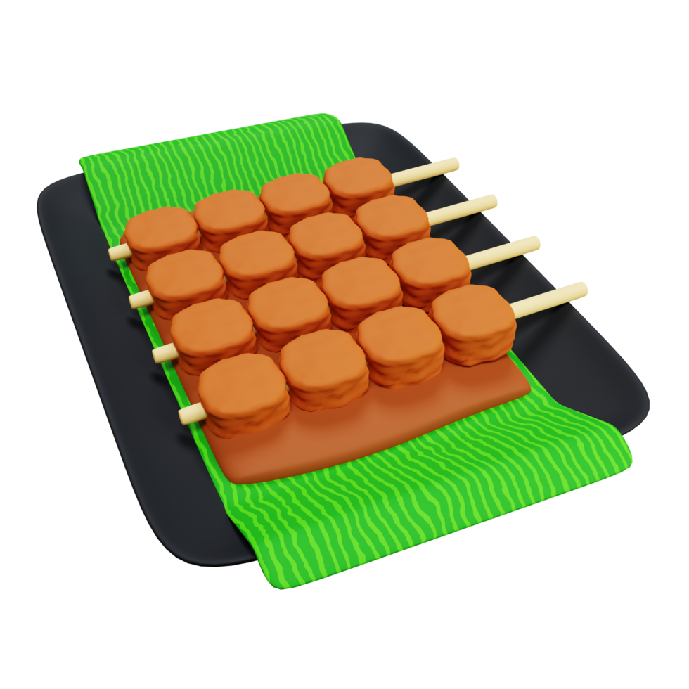 3D Illustration of Satay. Indonesian Food png